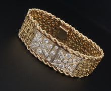 Mens 1980s 14k Yellow Gold Diamond Bracelet 23mm Wide 2 carat 7.75" 69g CO1200