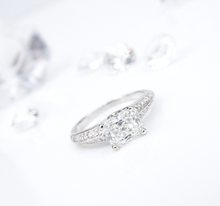 Radiant Diamond Engagement Ring 1.5ct 18k White Gold Sz 6 Pave East West RG4431