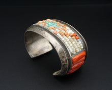 Anglo John Hornbeck Sterling Silver Coral Cobble Inlay Cuff Bracelet 6.5" BS2600