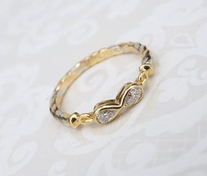 Vintage Cartier 18k Tri Gold Diamond Twist Ring Sz 7.5 Euro 53 France RG4260