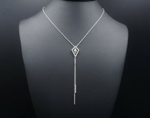 Diamond Lariat Y Necklace 18k White Gold Halo Kite 16" Designer NG499