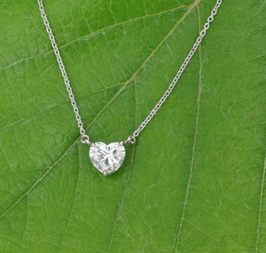 Natural Heart Diamond Solitaire - Platinum Pendant Necklace 18" GIA H SI1 NG1120