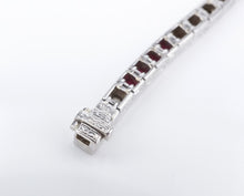 Vintage Platinum Ruby Diamond Tennis Bracelet 6 carats French Cut 7" CO1131