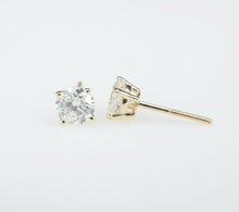 14k Yellow Gold Round 1 Carat Natural Diamond Stud Earrings Screw Back EG1551