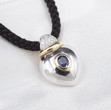 Designer 18k Heart Pendant Palladium Sapphire Pave Diamond Locket PG1552