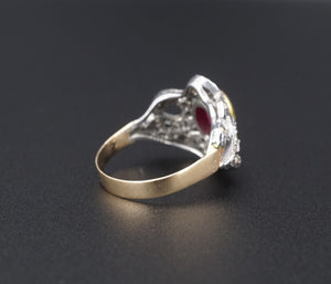 NWOT Sterling Silver 14k Gold Ruby Diamond Cocktail Ring Size 6.5 RS3263