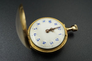 Antique Le Coultre et Cie 18k Gold Floral Case Ladies Pendant Pocket Watch W153