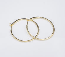 18k Diamond Inside Out Hoop Earrings Yellow Gold 1.8ctw 1.25" Slim Trendy EG2271