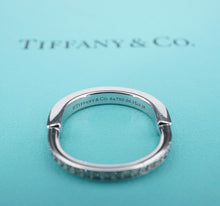 Tiffany & Co 18k White Gold Diamond Lock Ring Band Size 7.25 18 RG4356