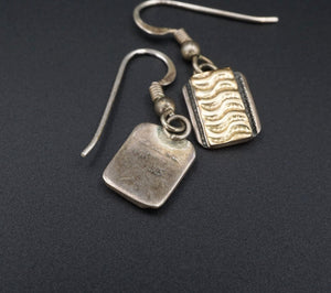 Hopi Dangle Earrings Sterling Silver 14k Gold Overlay 1.25" Coochwytewa ES2364