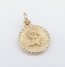 James Avery 14k Yellow Gold Flower Mini Charm HTF Retired Rope Border CHS1675