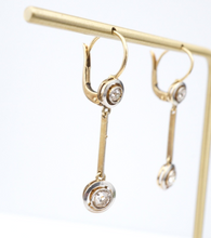 Antique 18k Yellow Gold Natural Mine Cut Diamond Dangle Earrings 1.5" EG2255