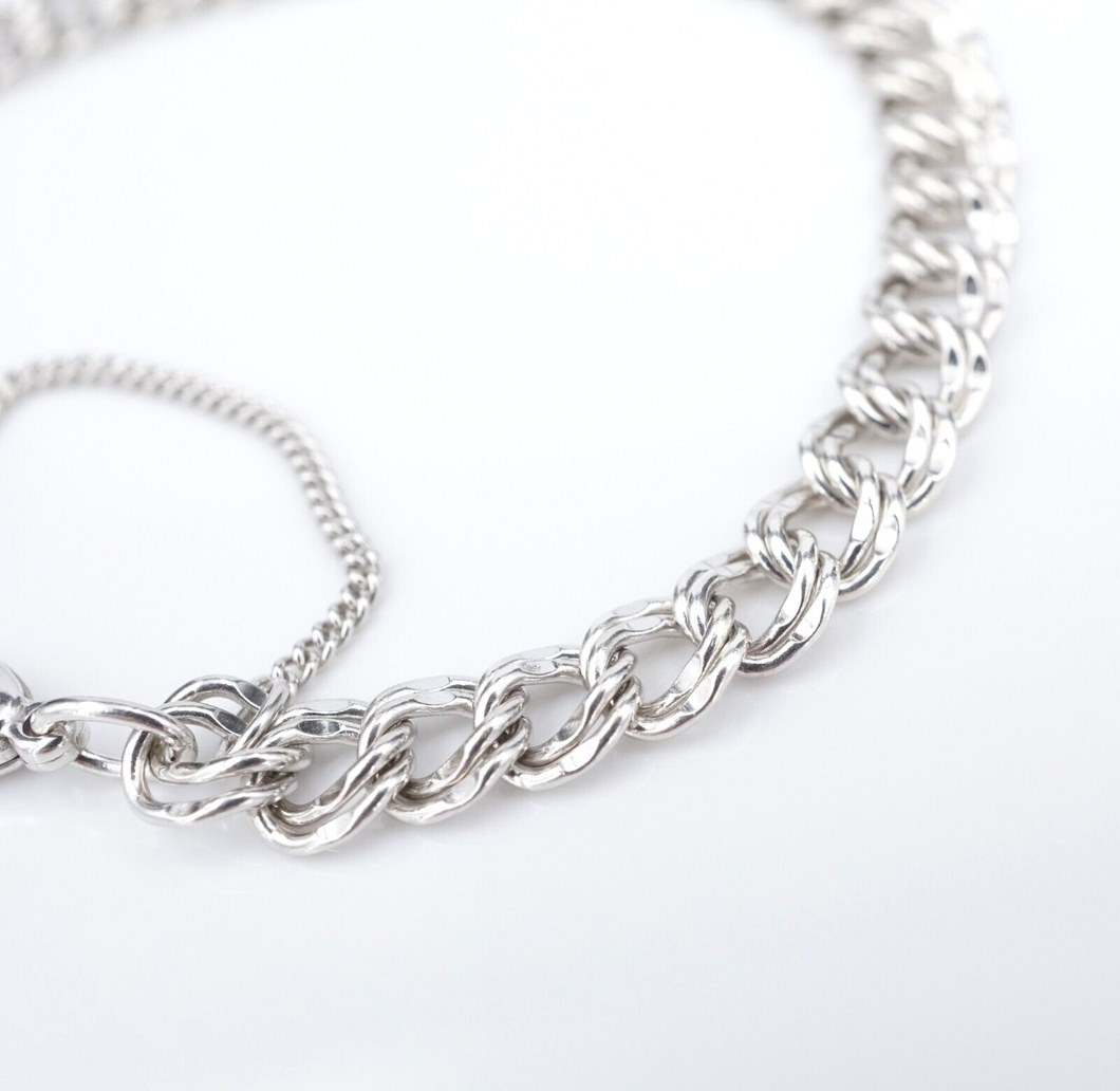 James Avery Light Double Curb Charm Bracelet Sterling Silver Size Medium BS2968