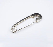 14k White Gold Pave Diamond Safety Pin Brooch 2" Scarf Pin Charm Holder M1708