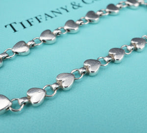 Tiffany Chain of Hearts Link Bracelet Sterling Silver 7" Retired BS2756