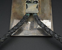 Large Native American Sterling Silver Turquoise Kachina Overlay Bolo Tie M1791