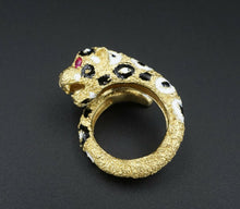 Gioconda Enamel Leopard Ring Cat Bypass 18k Yellow Gold Size 5 RG3319