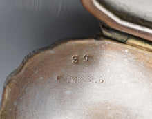 Antique Pill Box Silver Painted Enamel Trinket Italy 2" Hand Engraved M1945