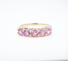 14k Yellow Gold 5-Stone 1.5ctw Pink Sapphire Stacker Band Ring Size 8.25 RG3966