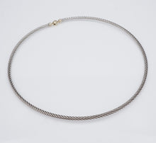 David Yurman Sterling Silver 14k Cable Necklace Collar Choker 15" 3mm NS2077