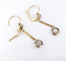 Antique 18k Yellow Gold Natural Mine Cut Diamond Dangle Earrings 1.5" EG2255