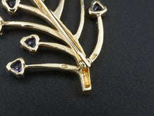 Tanzanite Tree of Life Pin Brooch 14k Yellow Gold 2" Signed HOT OG337