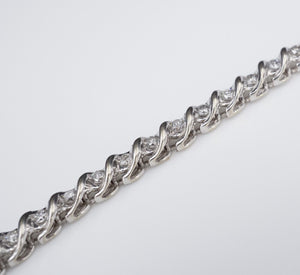 14k White Gold 1.8 carat Natural In-Line Diamond Tennis Bracelet 7.25" BG642