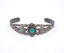 Native American Cuff Bracelet Turquoise Harvey Era Sterling Silver 6" BS2929