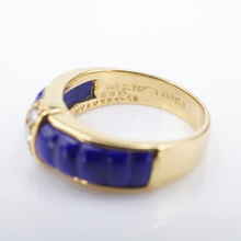 Van Cleef Arpels Ring Diamond Lapis Carved 18k Gold Sze 5.5 Yellow France RG4224