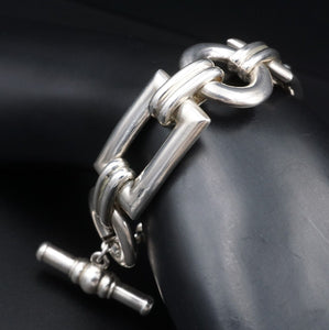 Linda Joslin Sterling Silver Open Circle Toggle Bracelet 7.75" Appraisal BS2568