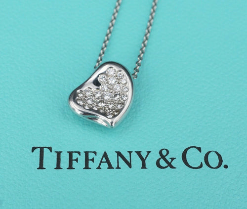 Tiffany Diamond Peretti Full Heart Necklace Pave Platinum 16