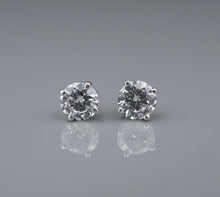 14k White Gold 1.25 carat Natural Round Brilliant Diamond Stud Earrings EG2454