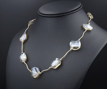 14k Yellow Gold Faceted Citrine Crystal Station Necklace NG1188