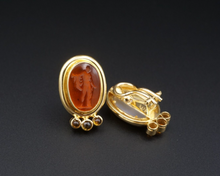 Elizabeth Locke Venetian Glass Intaglio Citrine Earrings 18k Yellow Gold EG2411