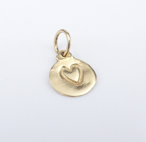 14k Yellow Gold Heart Charm Helen Ficalora Small Disk CHS2006