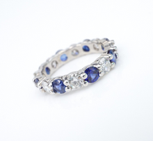 Sapphire Diamond Eternity Band Ring 14k White Gold 4 carat Sz 6 Stackable RG3912