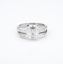 Platinum 2.5ct Emerald Cut GIA Diamond Engagement Ring Bridal Set Sz 5.25 CO1107