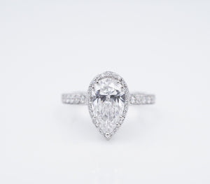 Tacori 1.5ct Pear Diamond Halo Engagement Ring GIA D SI1 Platinum Sz-6 CO1120