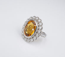 14k White Gold 10cttw Natural Citrine Diamond Halo Cocktail Ring Size 6.5 CO1055