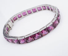Vintage Platinum Purple Garnet Bracelet 6" Umbalite Rare 20ct BG881