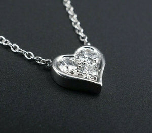 Tiffany Diamond Heart Platinum Necklace Love Pendant 16" with Box NG991