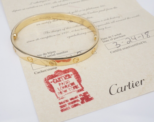 Cartier Love Bracelet 18k Gold Size 18 New Screw Box & Cert Authentic BG922