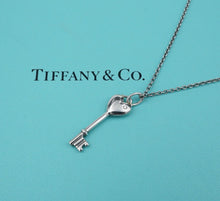 Tiffany Key Diamond Necklace Sterling Pendant w/ Peretti Chain 18" Heart NS2138