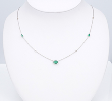 14k White Gold 1.7 ct Emerald Diamond By Inch Station Necklace DBTY 18" CO1059