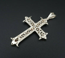 14k White Gold 1.5 carat Black Diamond Cross Pendant 2" CO806