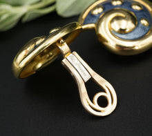 Leo De Vroomen Enamel Earrings 18k Gold Ear Clips Shell 1.1" EG2278