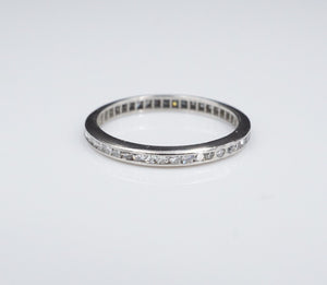 Antique Art Deco Platinum Diamond Wedding Eternity Band Ring Size 6 2mm RG3309