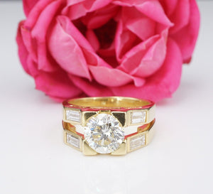 Diamond Engagement Ring 18k Yellow Gold 2.6ct RBC Size 6.5 RG3730