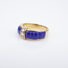 Van Cleef Arpels Ring Diamond Lapis Carved 18k Gold Sze 5.5 Yellow France RG4224