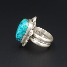 Southwest Sterling Silver Ring Signed BY Chrysocolla Size 12 Massive RS3401